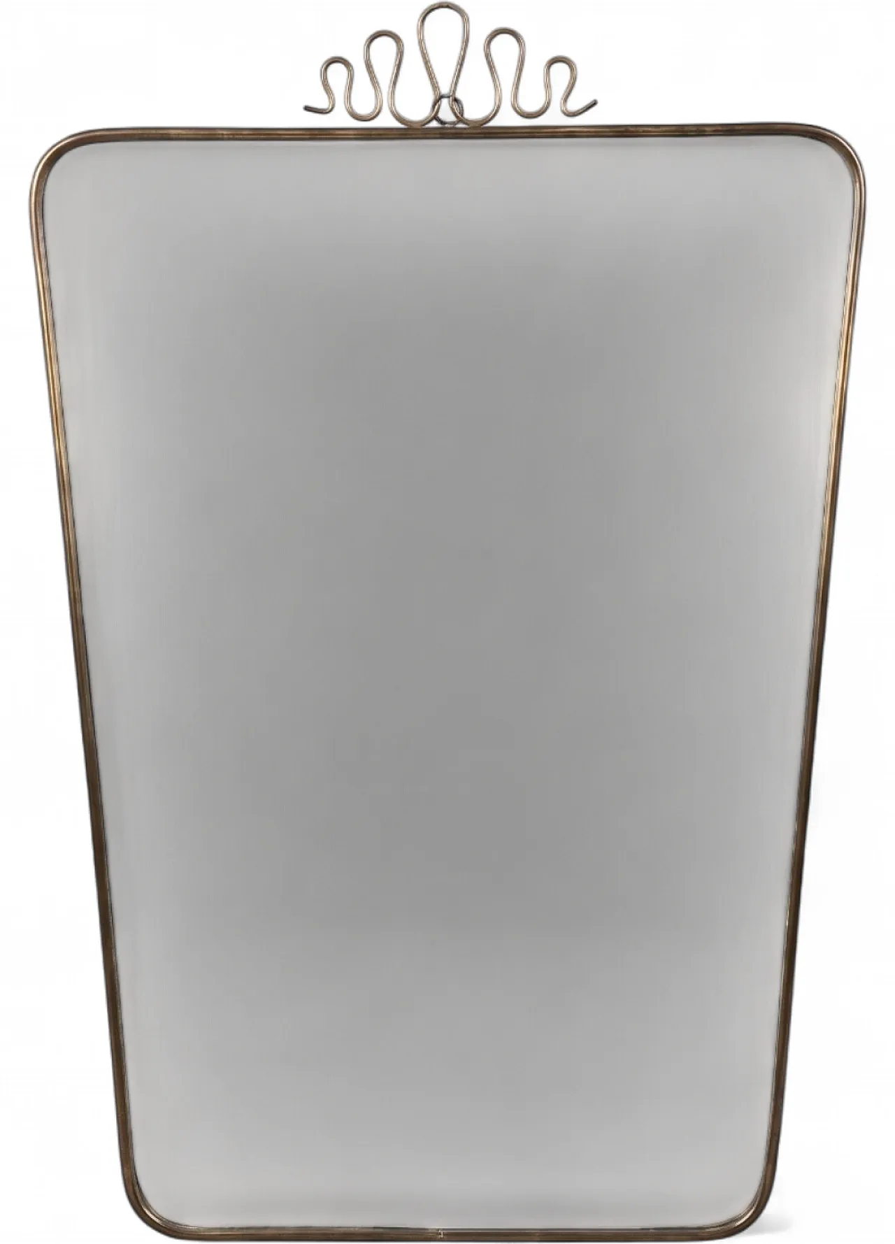 Specchio da parete in stile Gio Ponti con cornice in ottone, anni '40 9