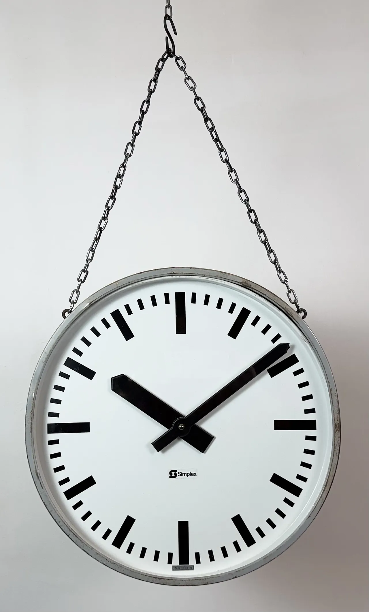 Industrial double sided railway or factory clock by Simlex, 1960s 3