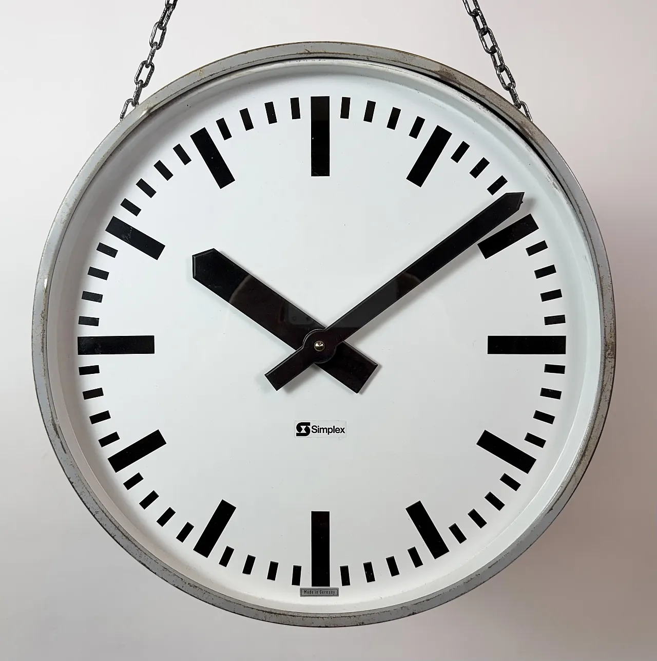 Industrial double sided railway or factory clock by Simlex, 1960s 4