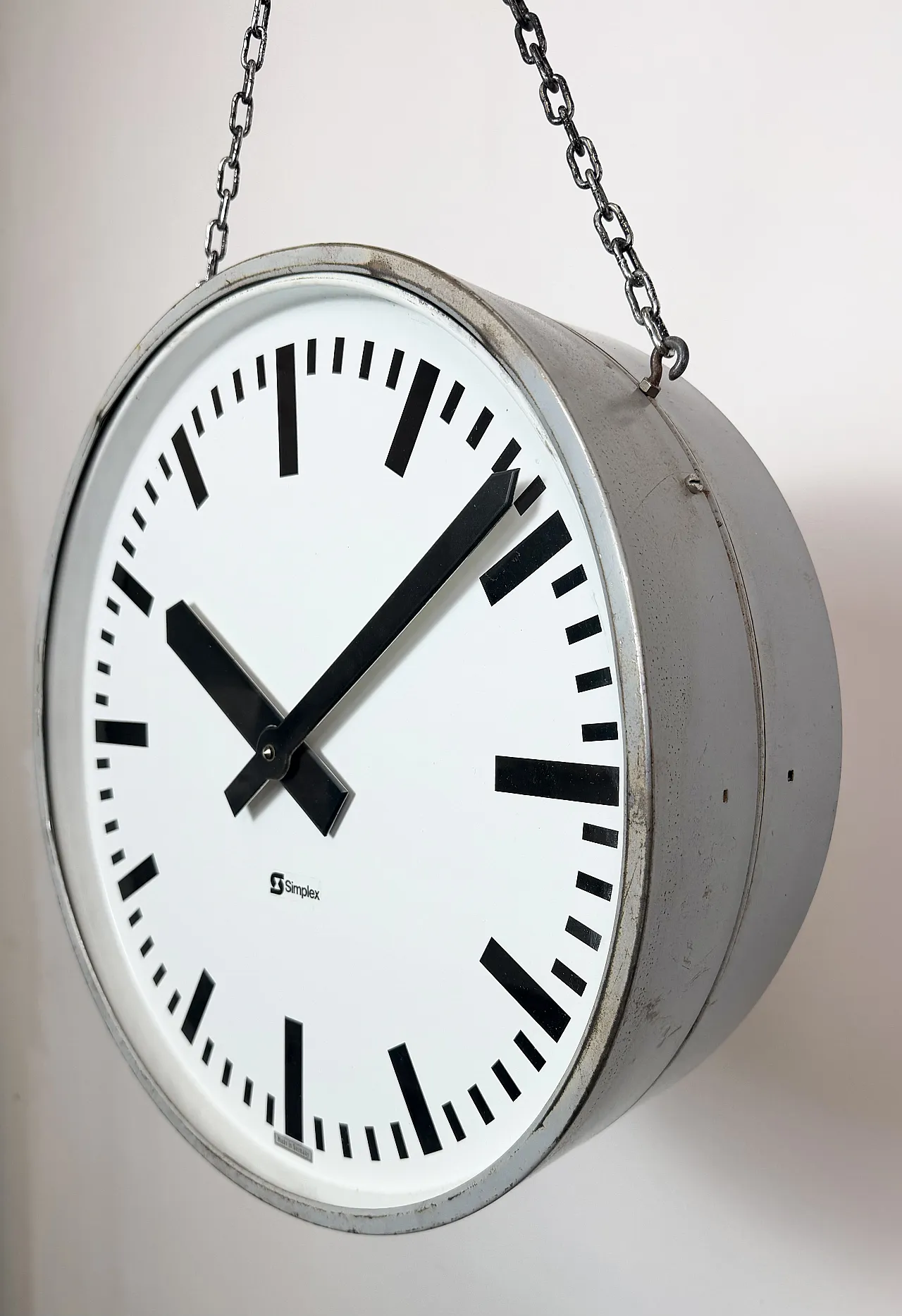 Industrial double sided railway or factory clock by Simlex, 1960s 5