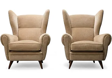 Pair of bergère armchairs, 50s