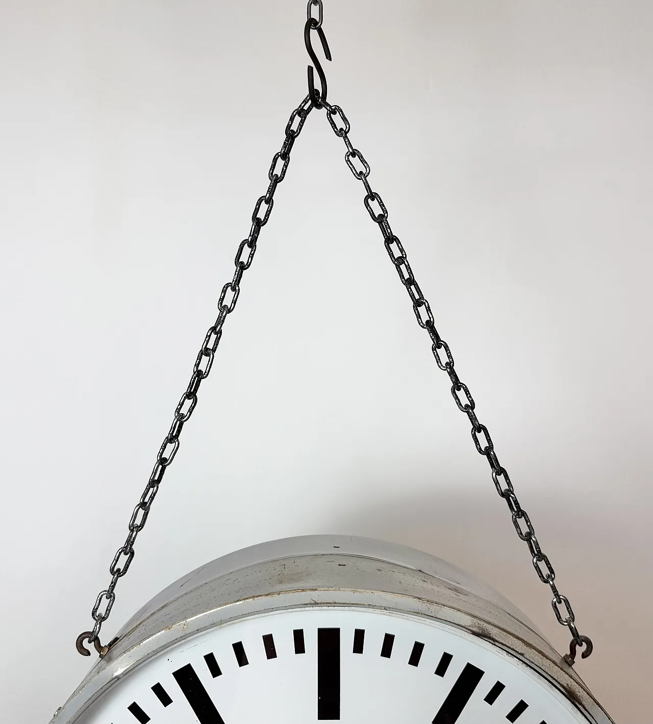 Industrial double sided railway or factory clock by Simlex, 1960s 9