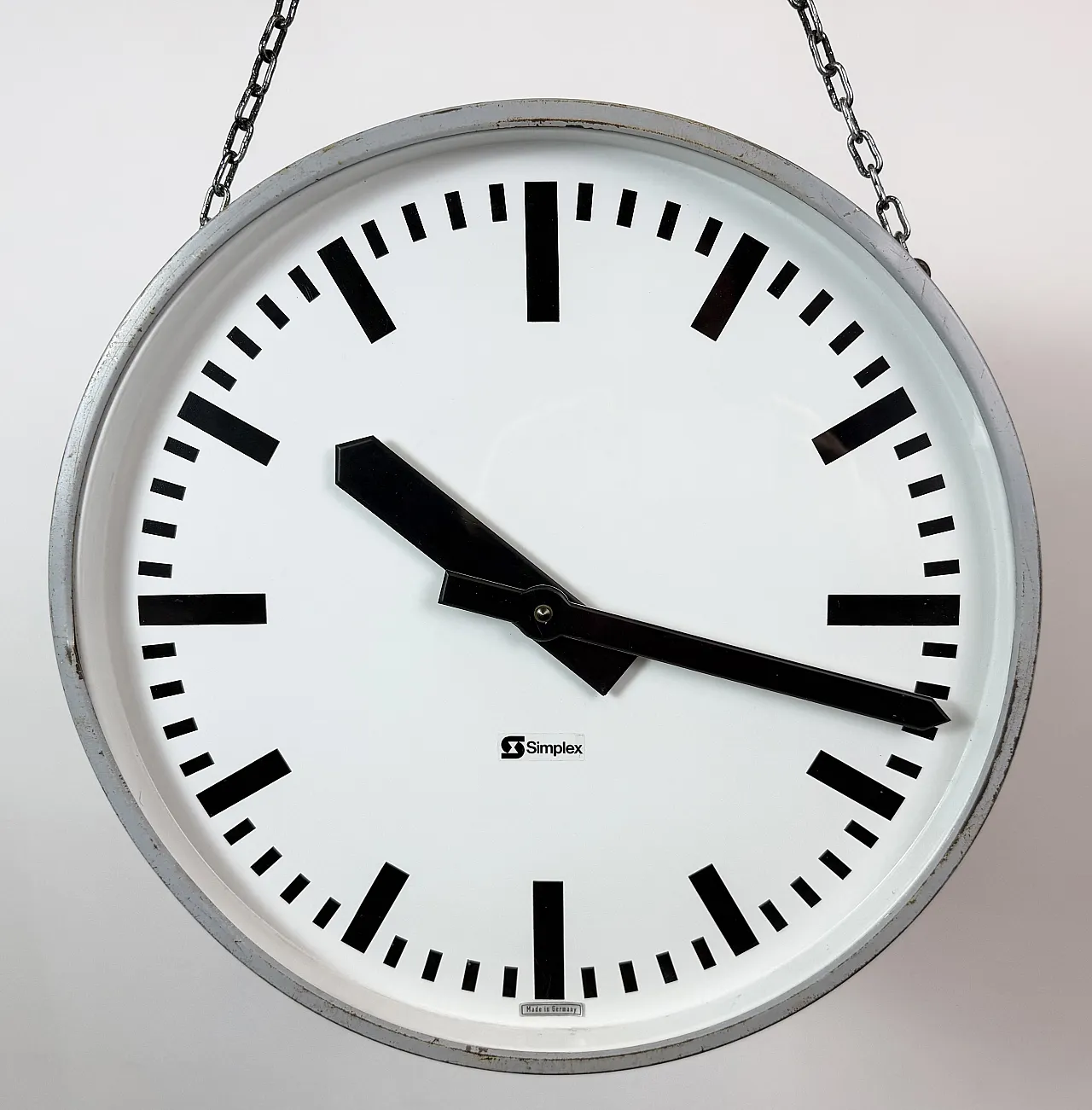 Industrial double sided railway or factory clock by Simlex, 1960s 11