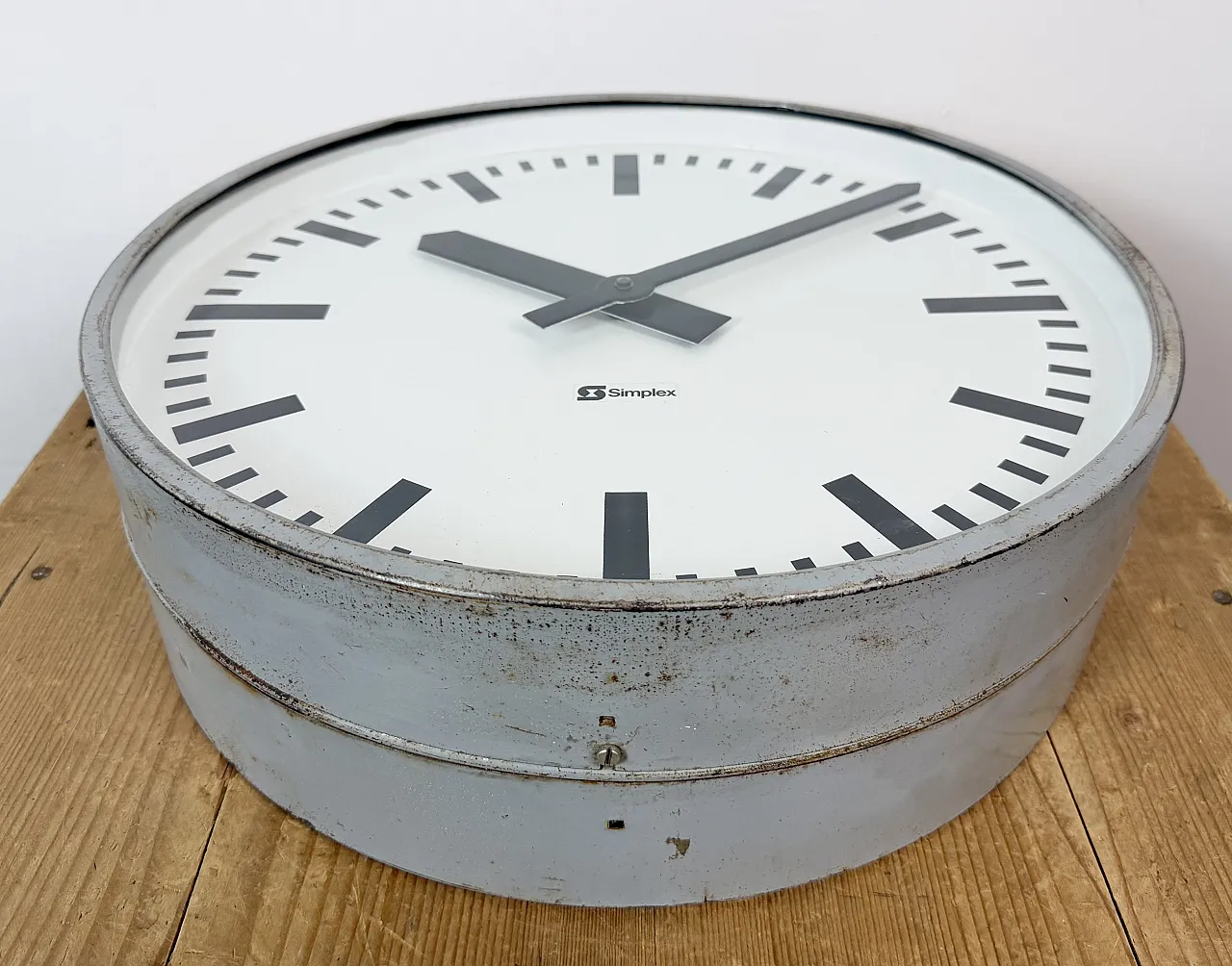 Industrial double sided railway or factory clock by Simlex, 1960s 12