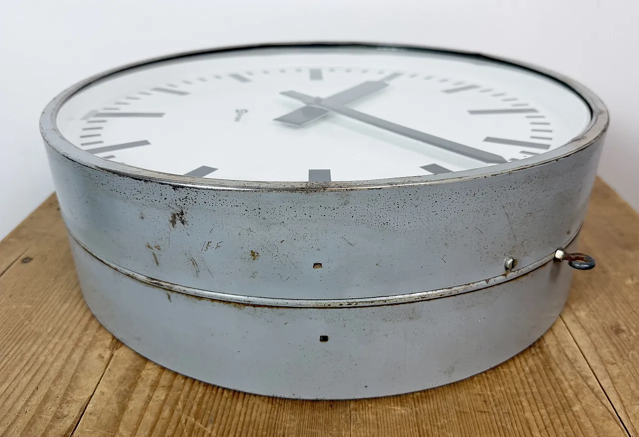 Industrial double sided railway or factory clock by Simlex, 1960s 15