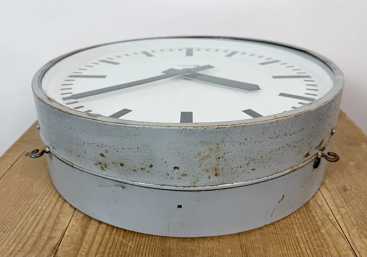 Industrial double sided railway or factory clock by Simlex, 1960s 16