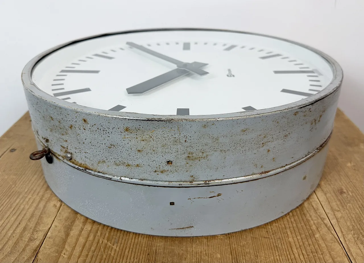 Industrial double sided railway or factory clock by Simlex, 1960s 17