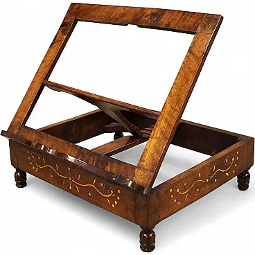 Carlo X table lectern in 19th century Italian inlaid walnut