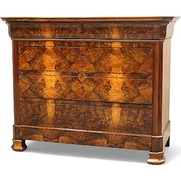 Louis Philippe chest of drawers in 19th century walnut