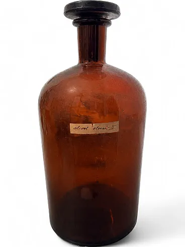 Amber glass pharmacy bottle, 20th century