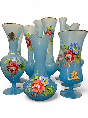 7 original Florentine opaline vases, 1950s