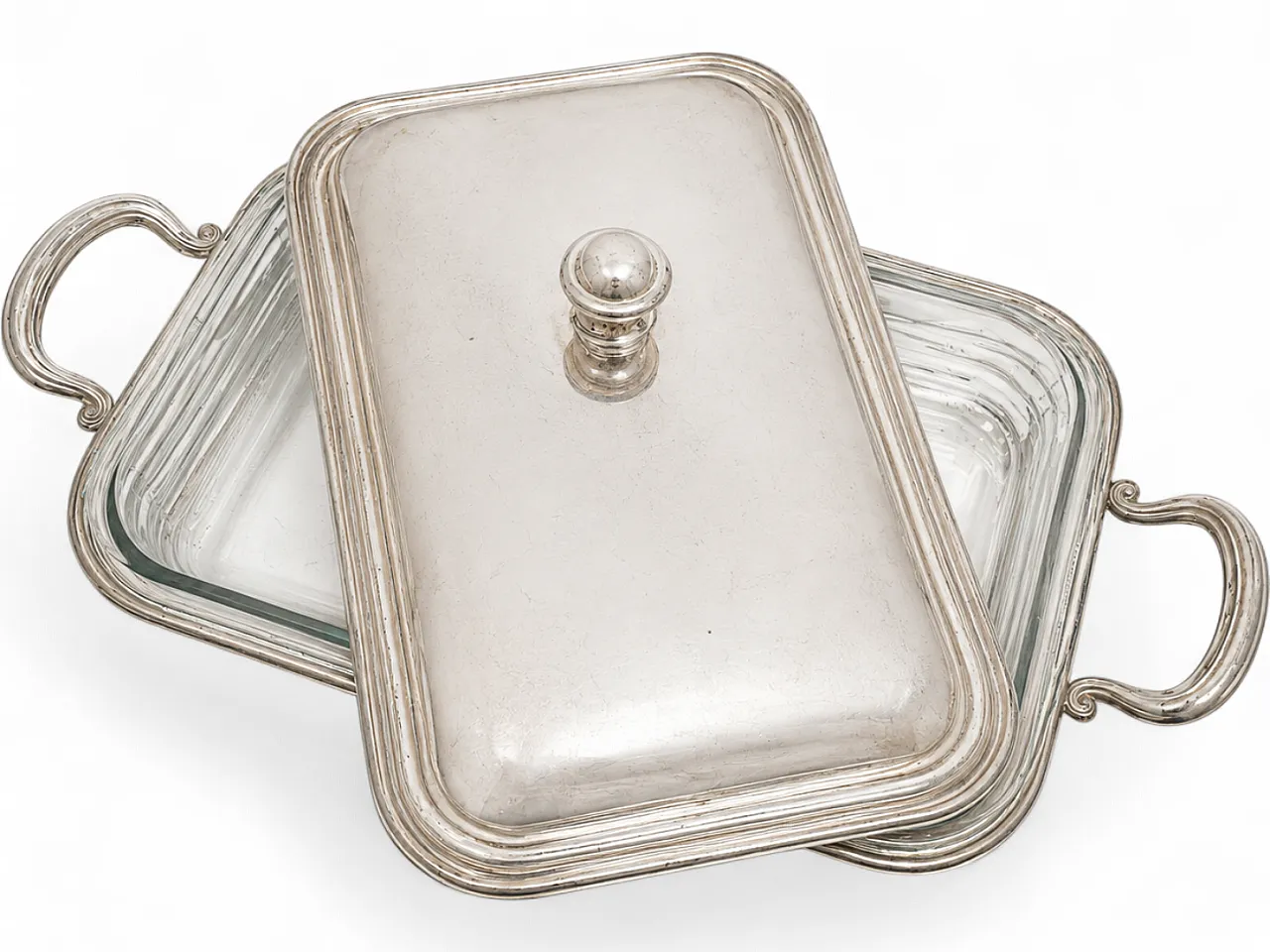 Silver metal baking dish holder 10