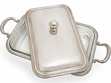 Silver metal baking dish holder