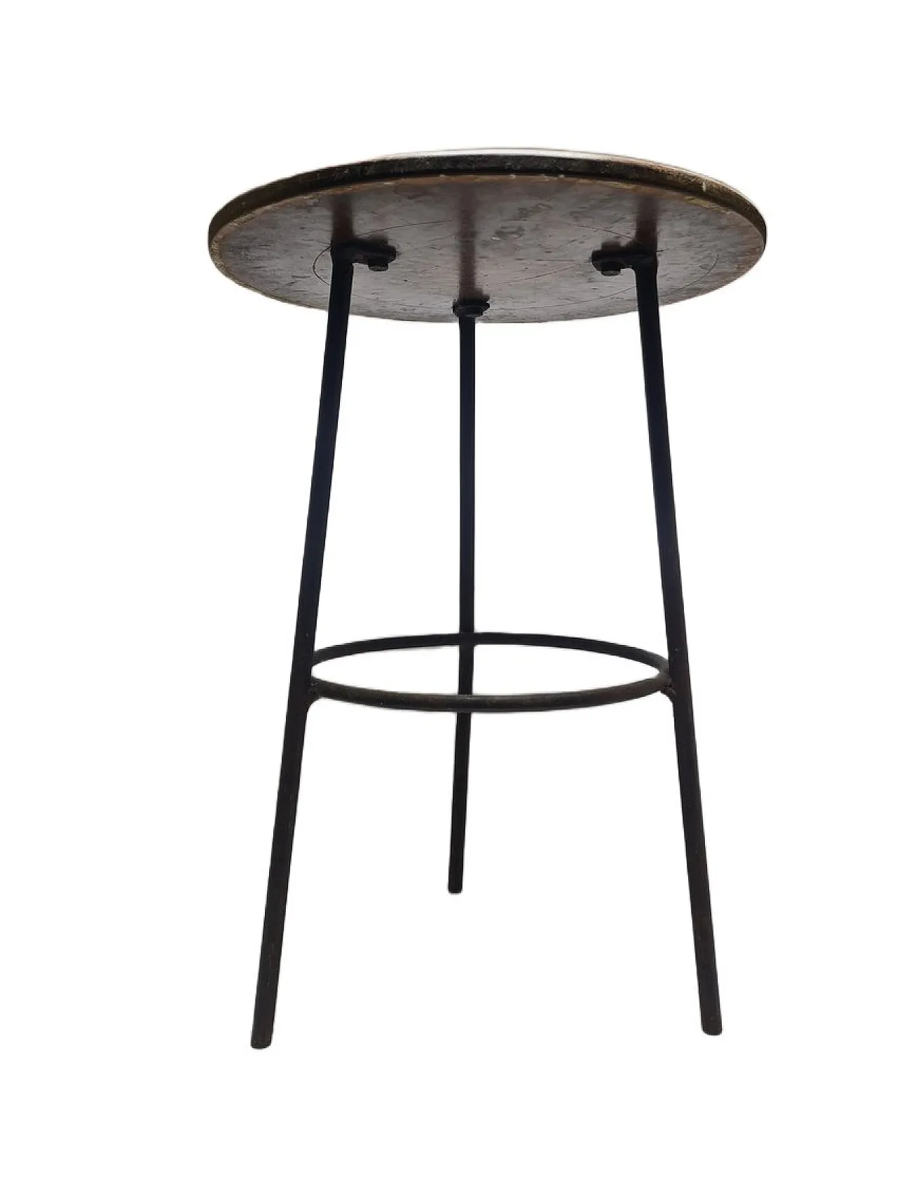 Postmodern Brutalist Iron and Wooden Plant Stand, Poland, 1970s 1