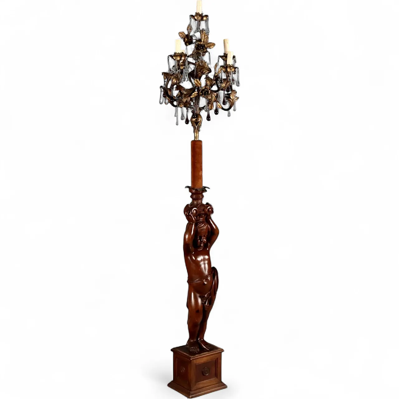 Floor lamp with wooden Putto, 19th century 11
