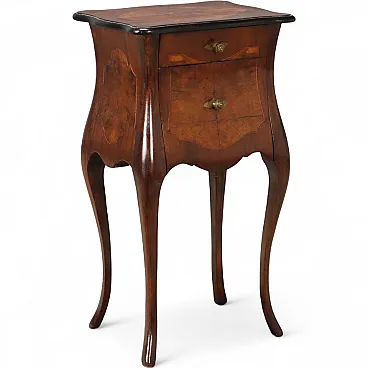 Baroque style open bedside table in walnut, 19th century