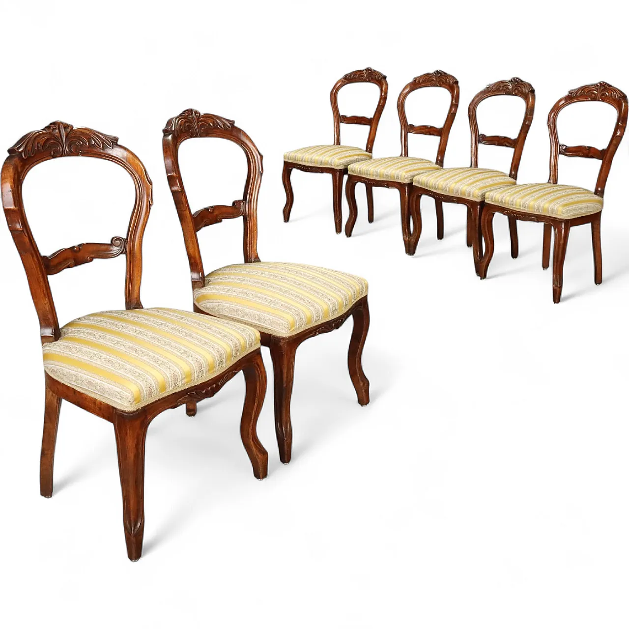 6 Louis Philippe walnut chairs, 19th century 10