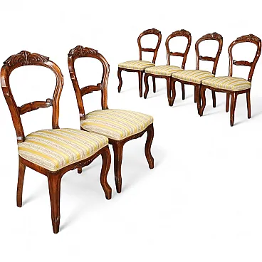 6 Louis Philippe walnut chairs, 19th century