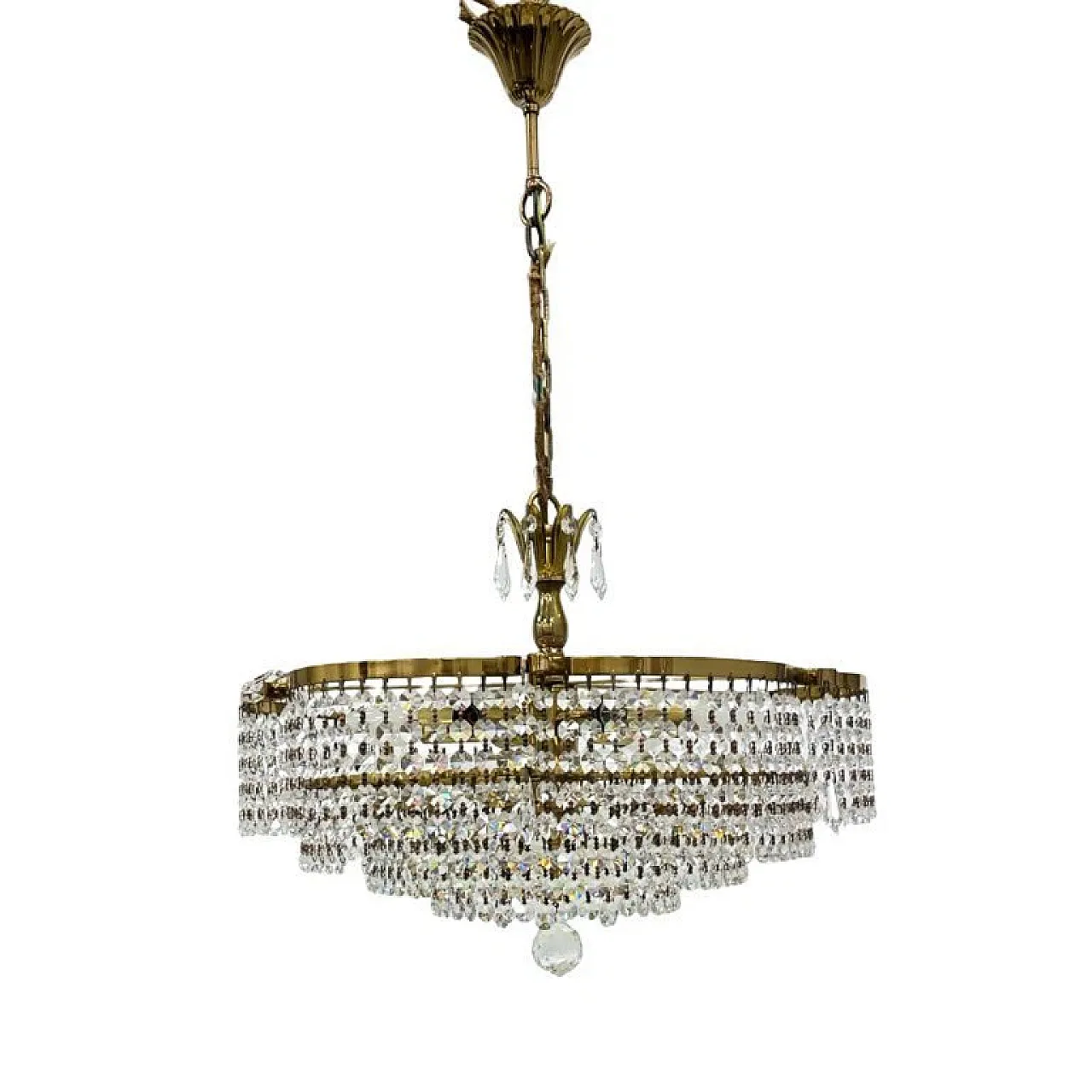 Basket crystal chandelier Bakalowits & Söhne brass, 1970s 3