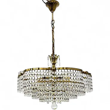 Basket crystal chandelier Bakalowits & Söhne brass, 1970s