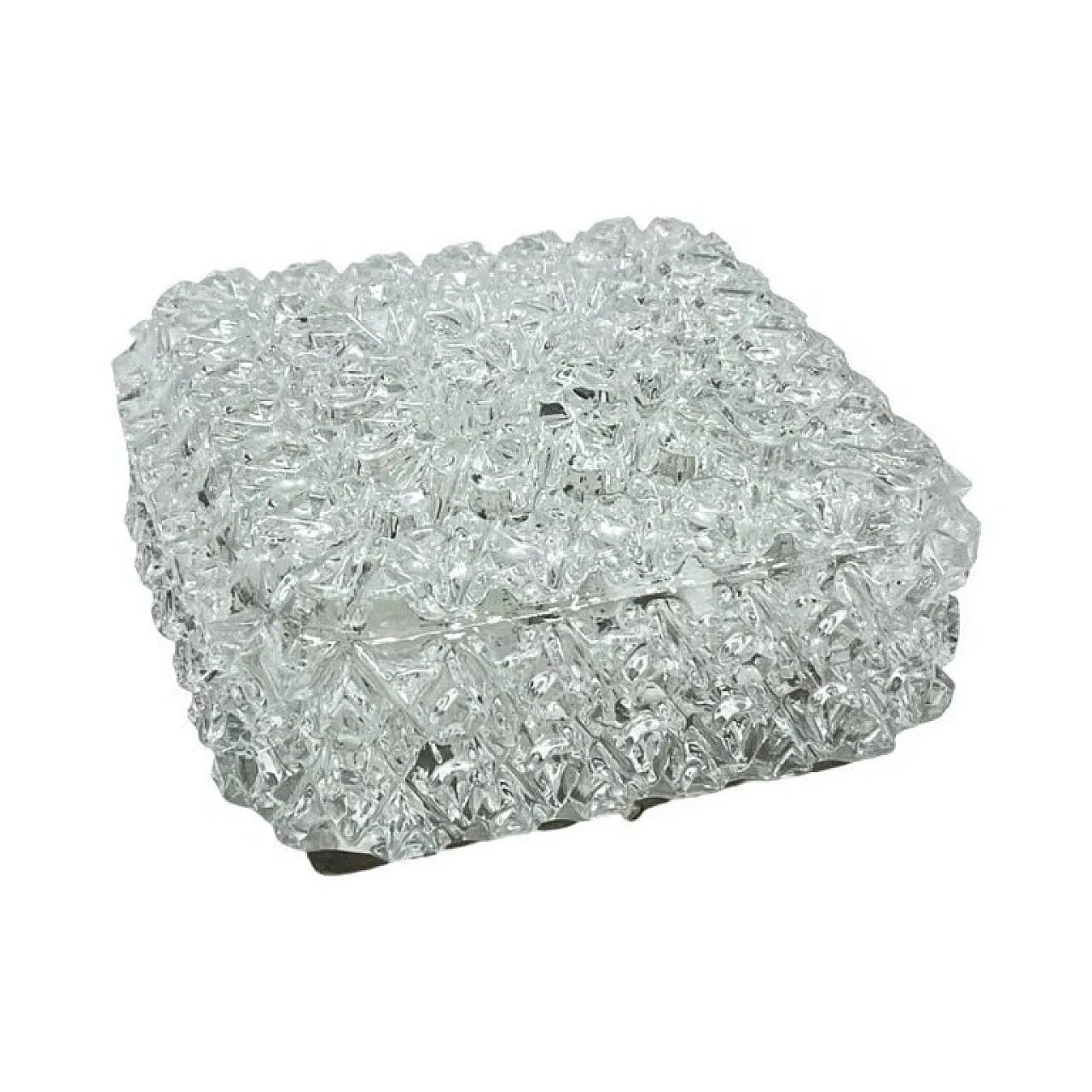 Square Limburg flush-mount light, model A670, ice glass, 1970s 1