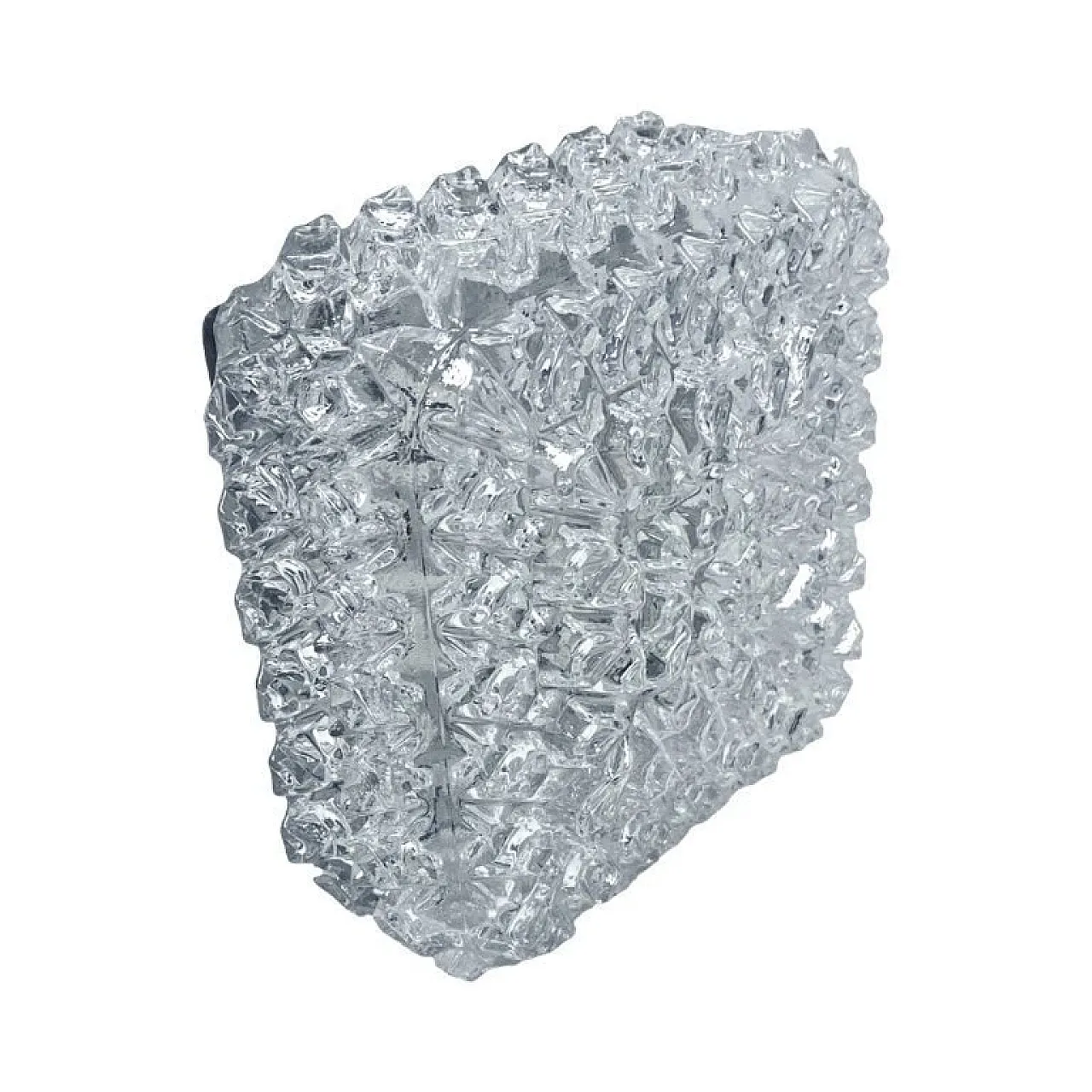 Square Limburg flush-mount light, model A670, ice glass, 1970s 3