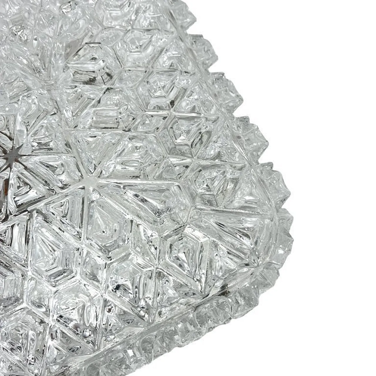 Square Limburg flush-mount light, model A670, ice glass, 1970s 4