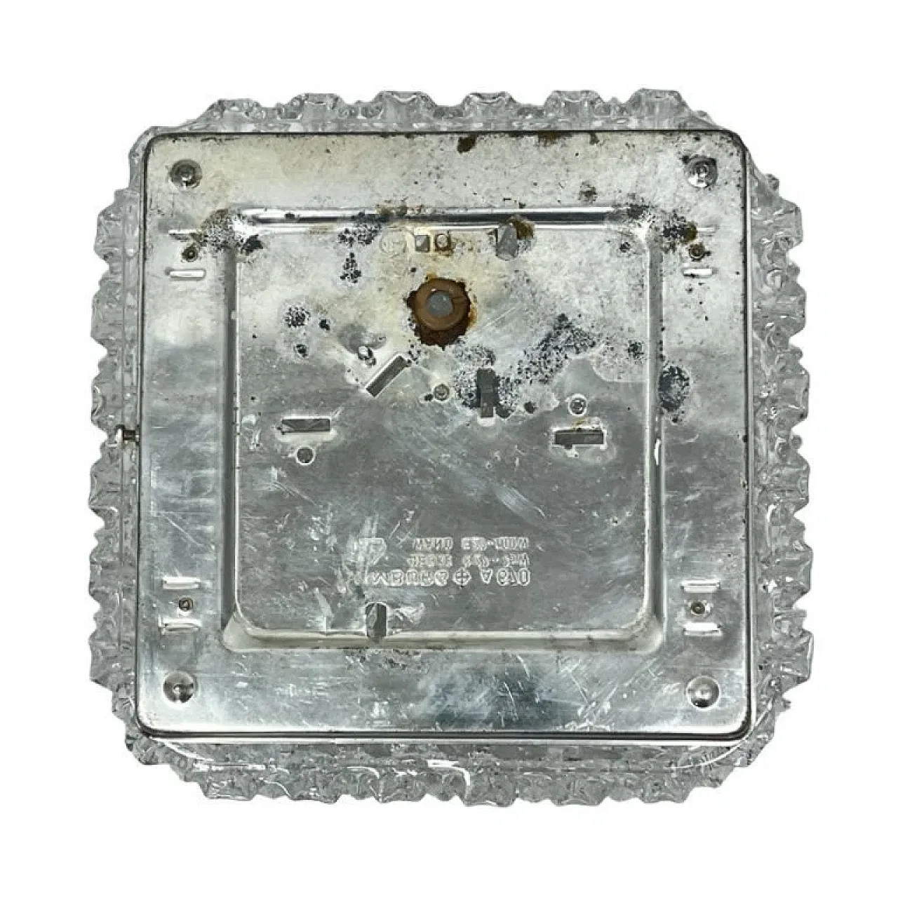 Square Limburg flush-mount light, model A670, ice glass, 1970s 7