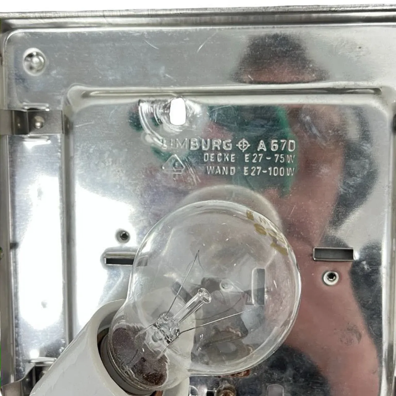 Square Limburg flush-mount light, model A670, ice glass, 1970s 8
