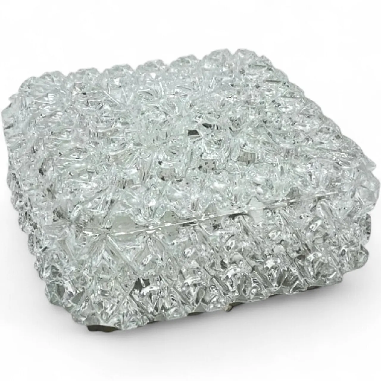 Square Limburg flush-mount light, model A670, ice glass, 1970s 10