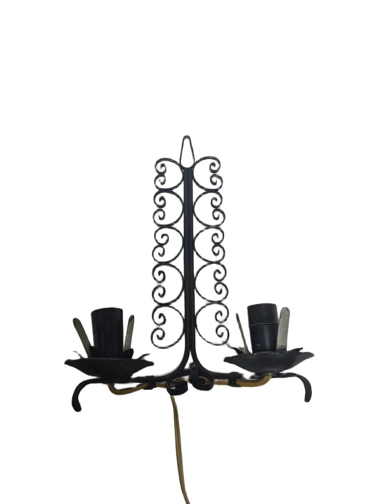 Brutalist 2-Armed Wall Lamps, Poland, 1970s, Set of 2 3