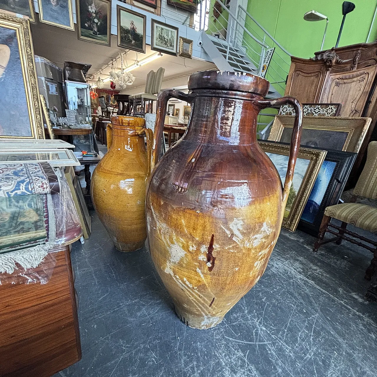 Pair of huge garden vases Capasoni Pugliesi jars, 19th century 1