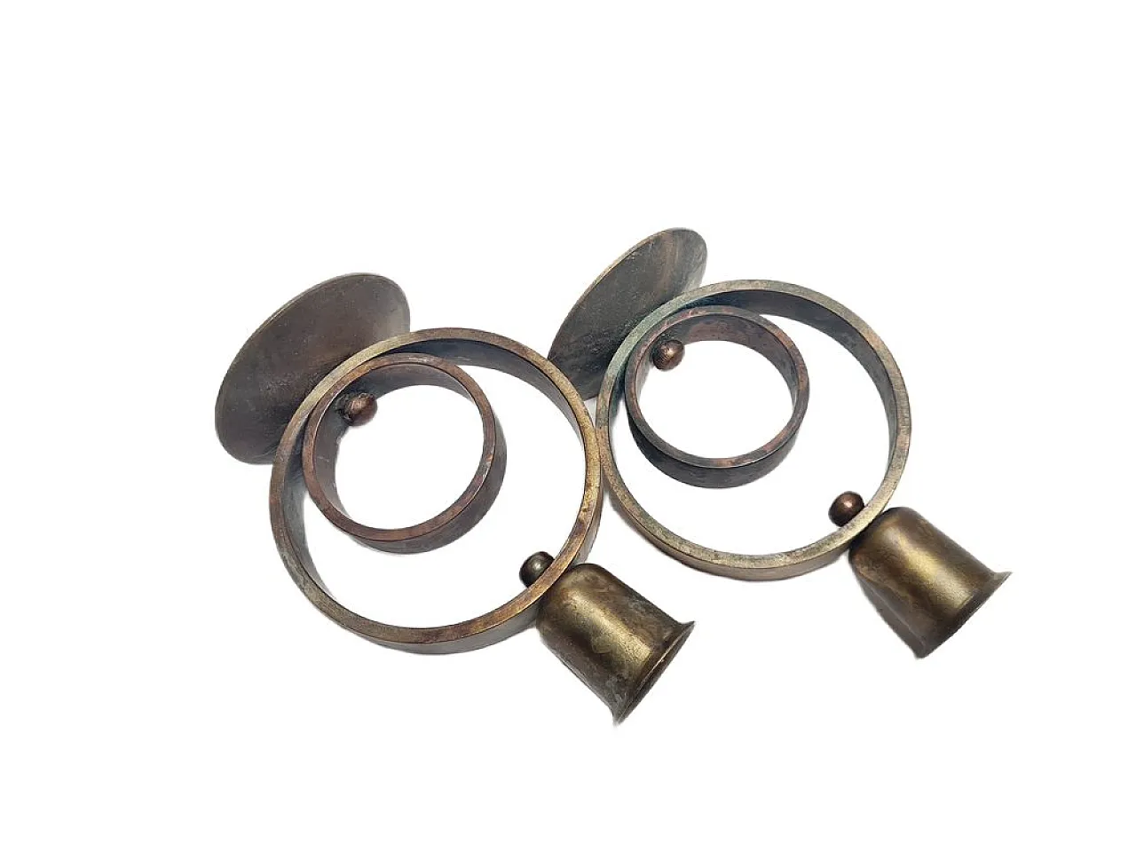 Candelieri Art Déco in ottone, anni '30, set da 2 9