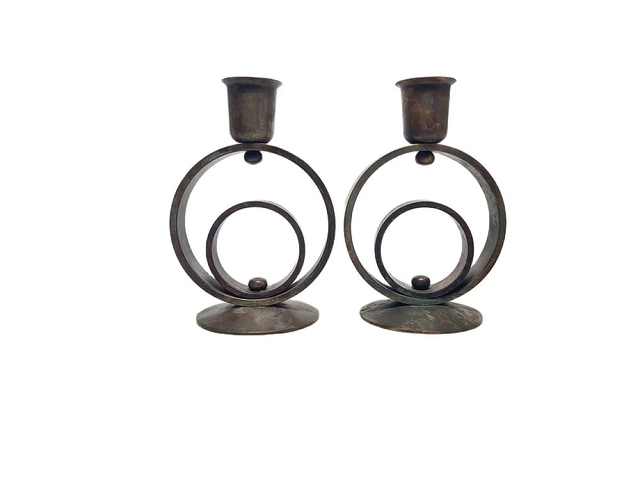 Candelieri Art Déco in ottone, anni '30, set da 2 10