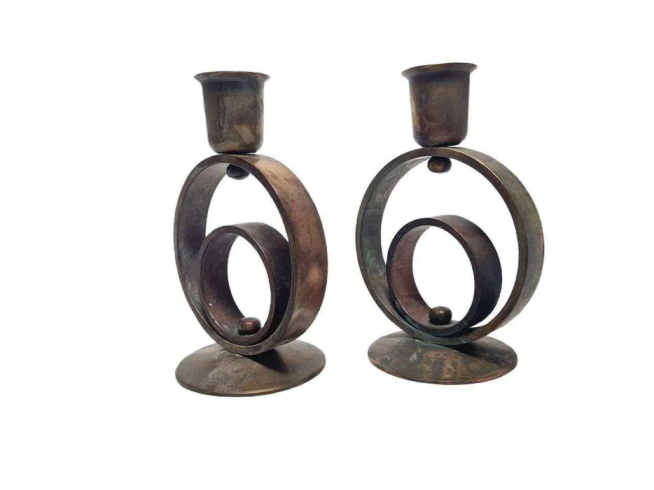 Candelieri Art Déco in ottone, anni '30, set da 2 13