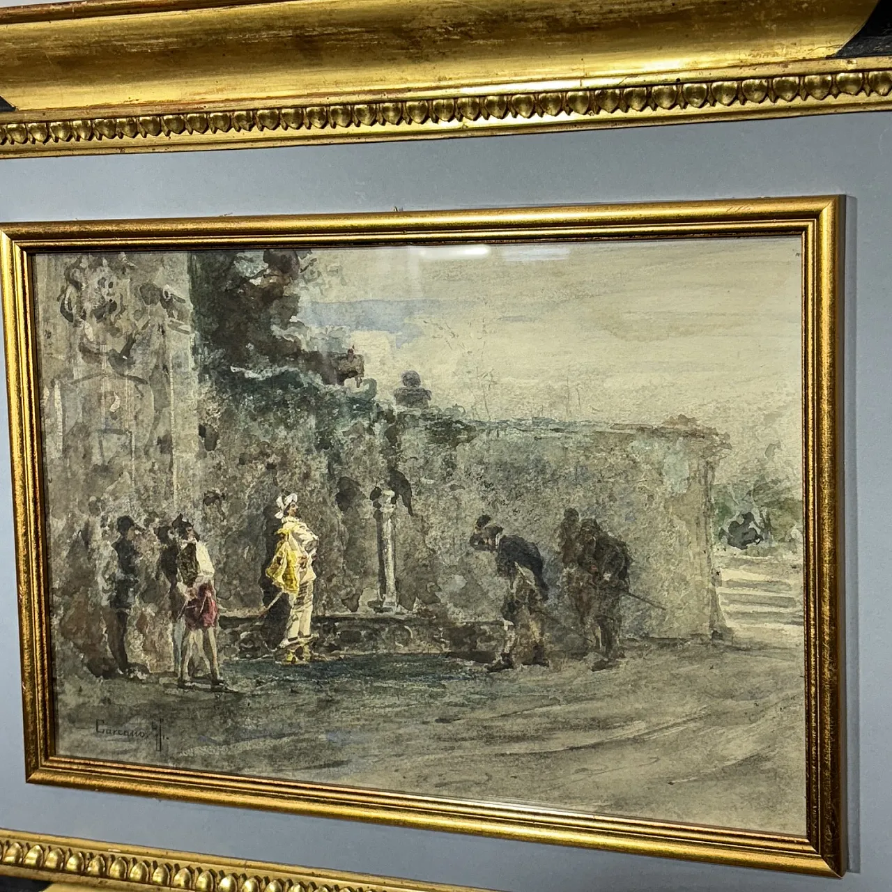 Dipinto Acquerello di grande qualità , artista Filippo Carcano, '800 2