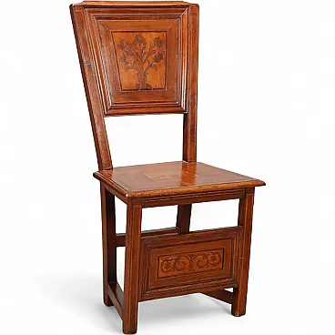 Baroque walnut chair with floral inlays, 18th century