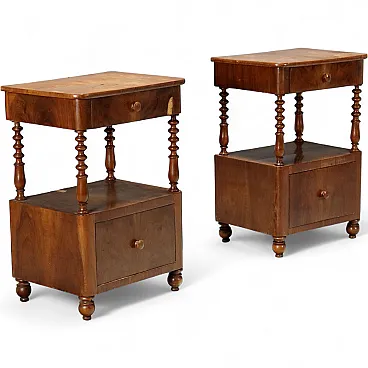 Pair of Louis Philippe walnut bedside tables, 19th century