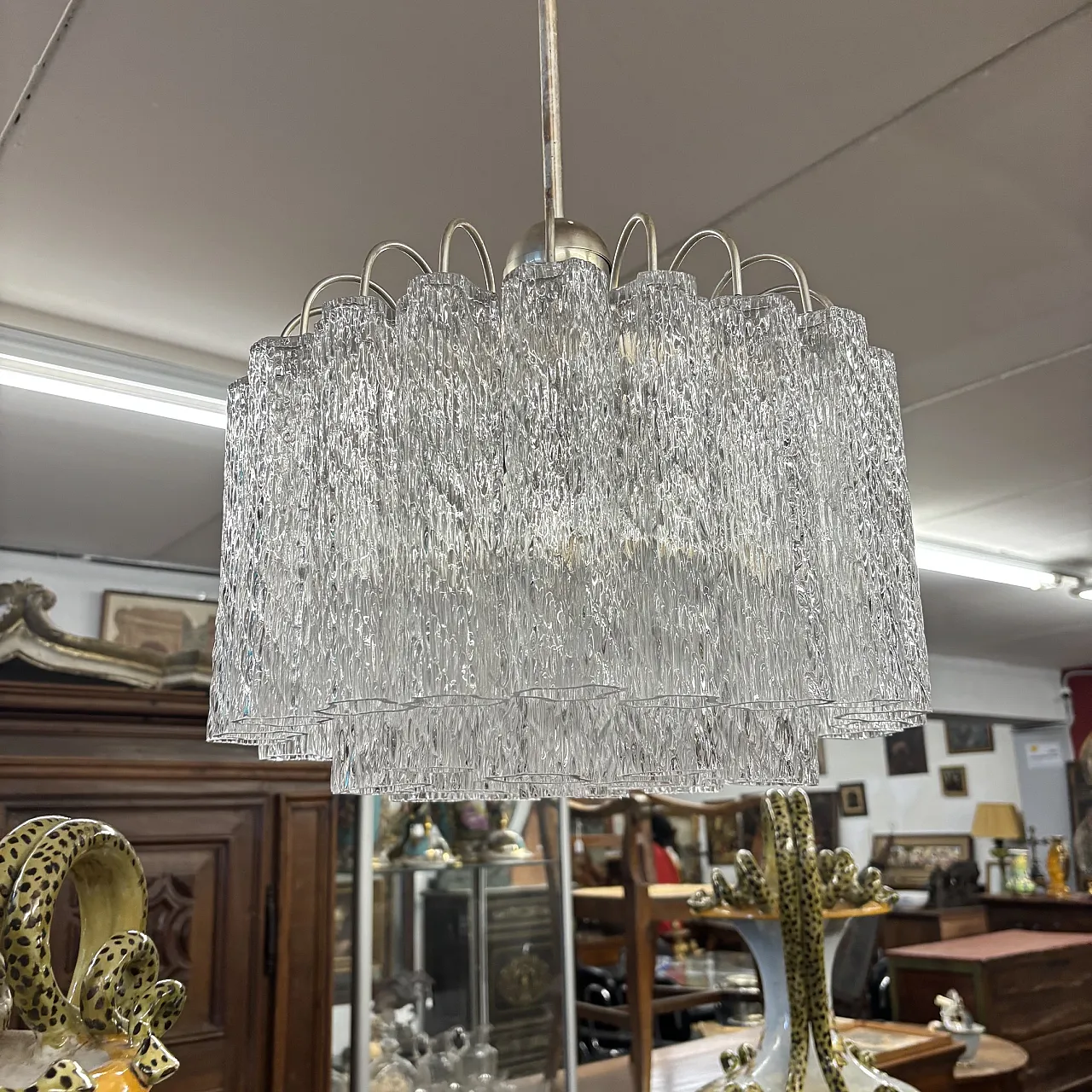 Venini chandelier with 50 glasses and 3 lights, 70s 2