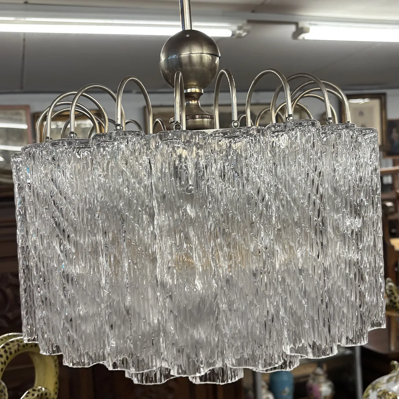 Venini chandelier with 50 glasses and 3 lights, 70s 6