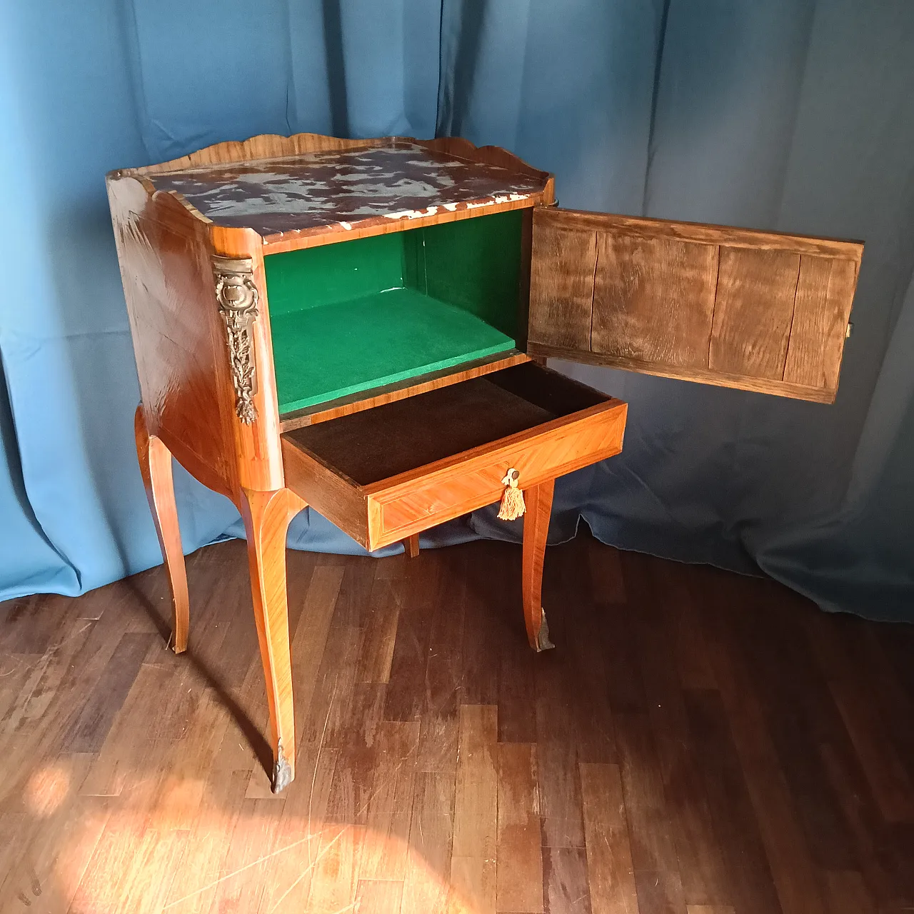 Louis XV style bedside table, 1950s 8
