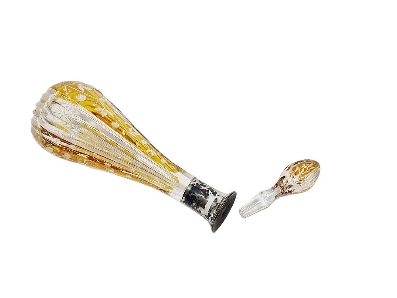Caraffa in cristallo Art Déco e argento, Danimarca, anni '30 8