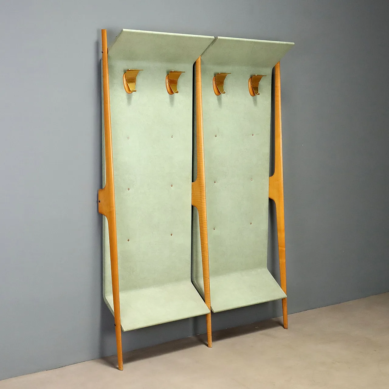 Coat rack with brass details, 1960s 1