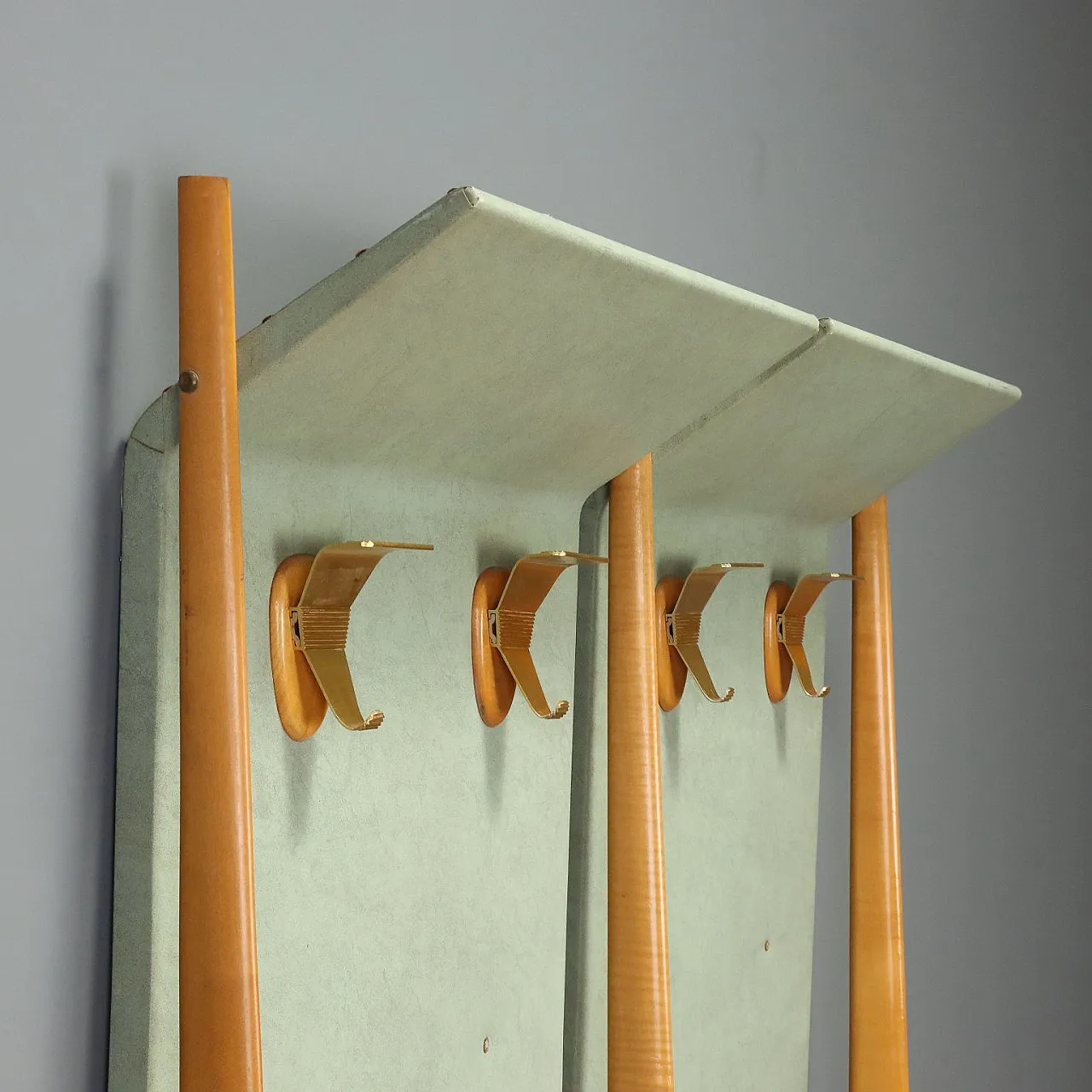 Coat rack with brass details, 1960s 3