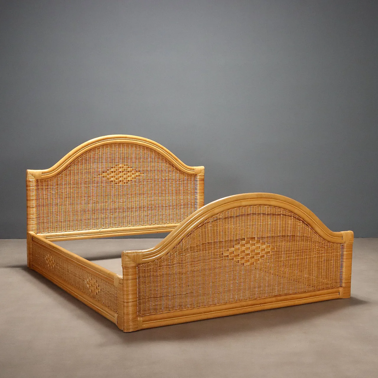 Letto in vimini e bambù, anni '80 1