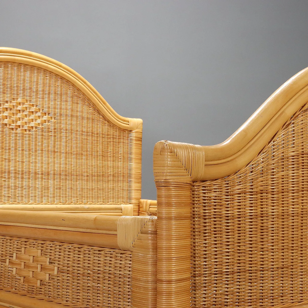 Letto in vimini e bambù, anni '80 3