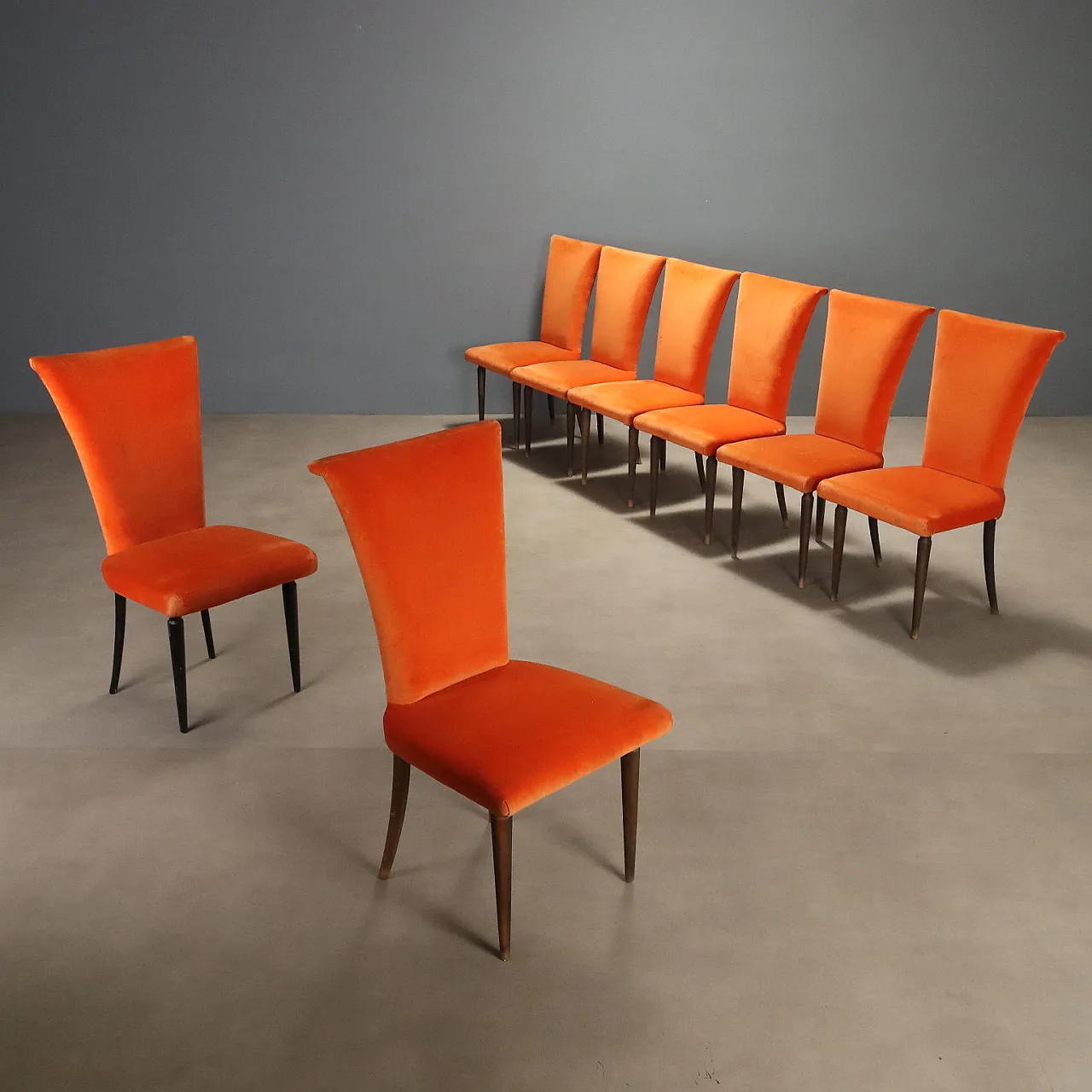 8 Chairs in fabric, 1980s 1