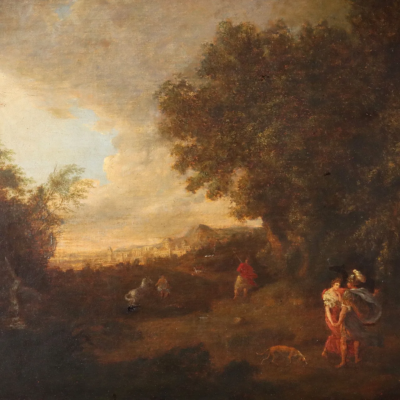 Landscape Painting with Figures, oil on canvas, mid-18th century 3