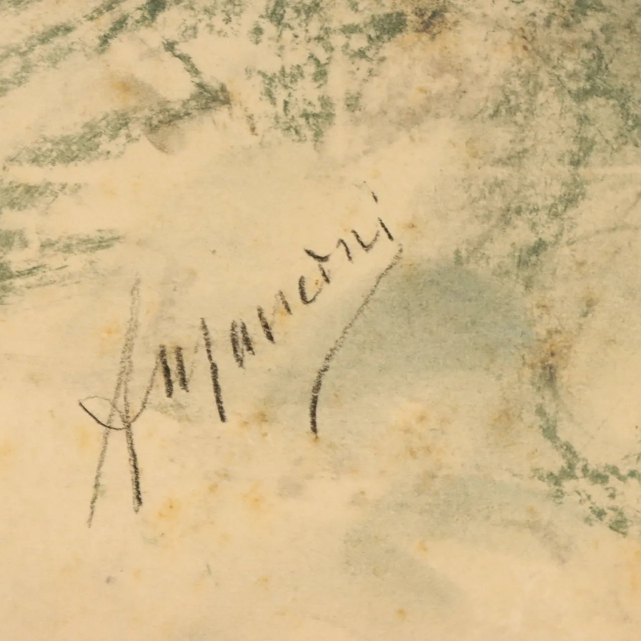 Drawing by Antonio Mancini, mixed media on cardboard, 20th century 6