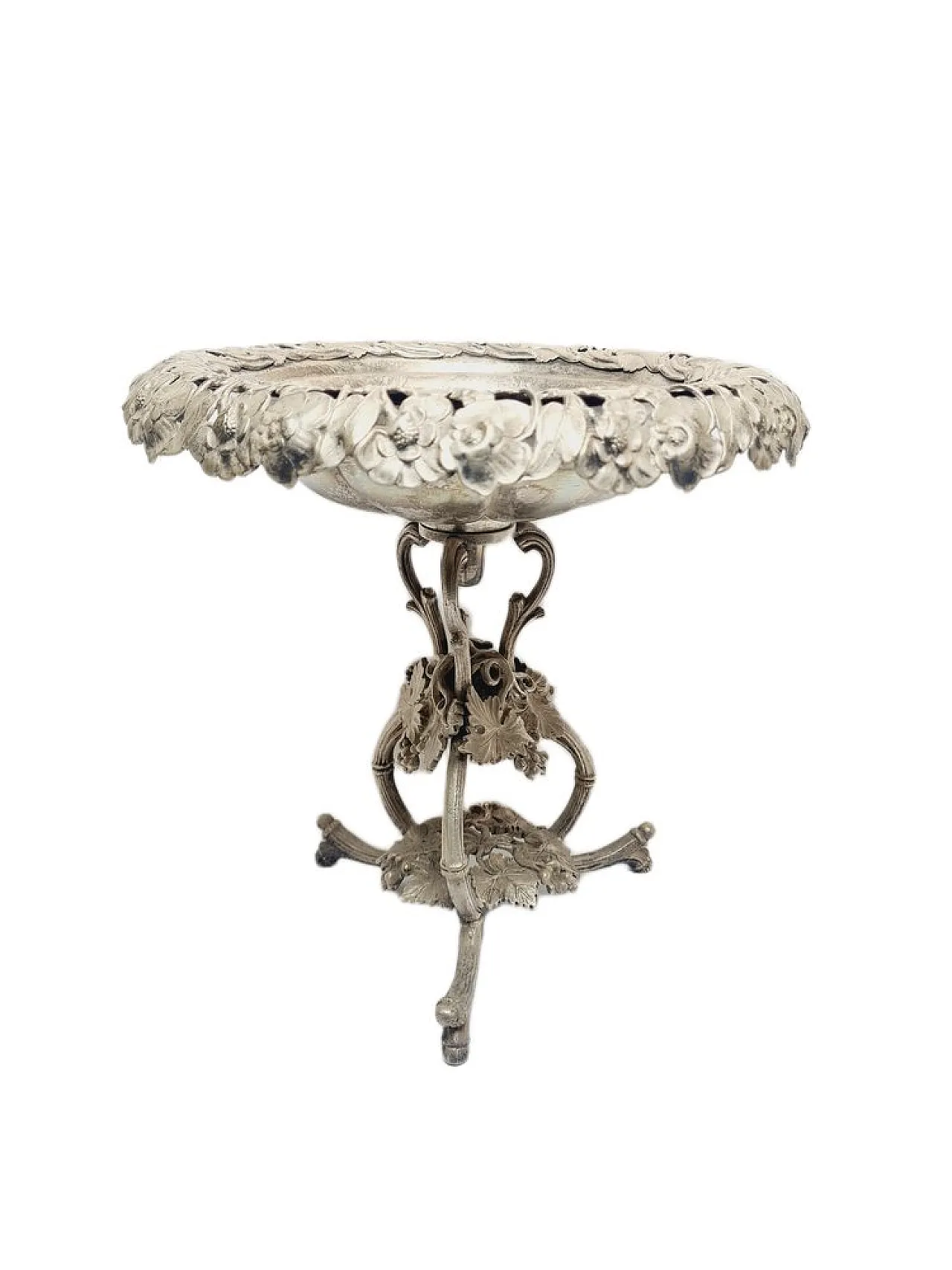 Ciotola figurativa Biedermeier su piedistallo di Fraget, anni 1890. 1